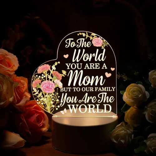 Miniatura 3 de Jetec Regalos del Día de la Madre Cumpleaños de Hija Hijo Navidad Regalo de Agradecimiento para Mamá Girasol Grabado Lámparas de Corazón de Acrílico