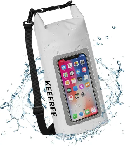 Bolsa seca impermeable, mochila enrollable impermeable para viajes, kayak, rafting, camping, surf, barco, senderismo, playa y pesca (2 L, blanco y