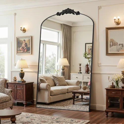 Miniatura 30 de Antok Espejo arqueado de longitud completa, espejo de piso de 71 x 28 pulgadas con tallado, espejos de cuerpo completo para decoración del hogar