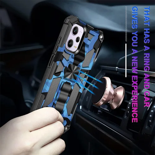 Miniatura 2 de CCSmall Funda de camuflaje para Xiaomi Redmi Note 12 Pro 0.18 oz con soporte, funda de camuflaje para Xiaomi Poco X5 Pro, soporte de anillo Azul