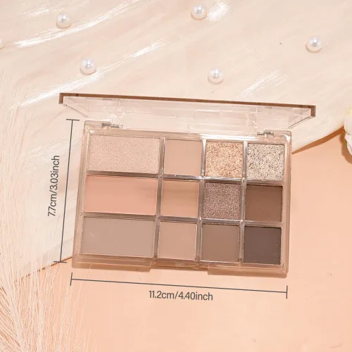 Miniatura 7 de SUAKE Paleta de sombras de ojos rosa nude, mate y brillante, alta pigmentación, 12 colores marrón y morado para maquillaje de ojos, paleta de 01#