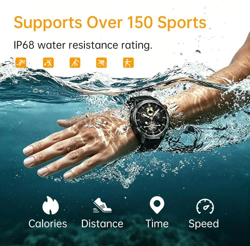 Miniatura 5 de Reloj inteligente para hombres y mujeres, llamada Bluetooth, pantalla táctil de 1.43 pulgadas, rastreador de actividad física con frecuencia