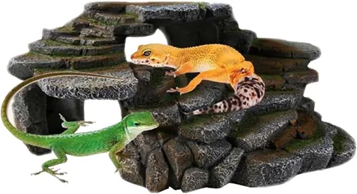 Miniatura 3 de Penn-Plax (REP183) Reptología Repisa de Escalones de Paisaje de Pizarra y Ocultadero de Cueva – Resina Decorativa para Acuarios y Terrarios – Ideal