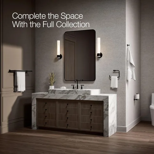 Miniatura 6 de Kohler 14375-BL Purist® - Toallero doble de 24 pulgadas, negro mate