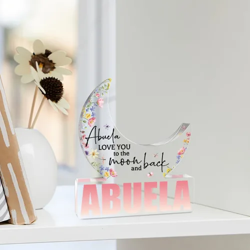 Miniatura 5 de Regalos para Abuela, Regalos para Abuela de los Nietos, Decoraciones de Luna Acrílica 5.0 x 4.0 pulgadas, Día de las Madres, Navidad, Regalos