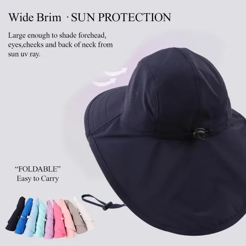 Miniatura 9 de Sombrero de verano para niños pequeños con solapa para el cuello, impermeable, sombrero de natación para niños, protección UV, sombrero de playa