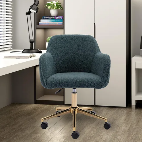 Miniatura 3 de SSLine Silla de escritorio de piel sintética, moderna y bonita, silla de oficina, cómoda silla giratoria de tela de peluche, silla de escritorio