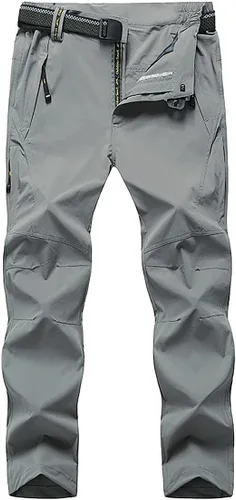 Miniatura 7 de Pantalones cargo de senderismo de secado rápido para hombre, para exteriores, casual, elástico, transpirable, con múltiples bolsillos (sin cinturón)