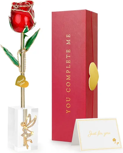 Regalos para el día de la madre, rosa real bañada en oro de 24 quilates, el mejor regalo para el día de la madre para mamá y mujer, rosa de 24
