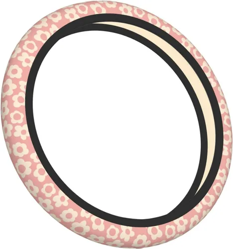 Miniatura 3 de Funda para volante con diseño floral abstracto de flores rosadas para mujeres, hombres y niñas, accesorios de automóvil, decoración antideslizante