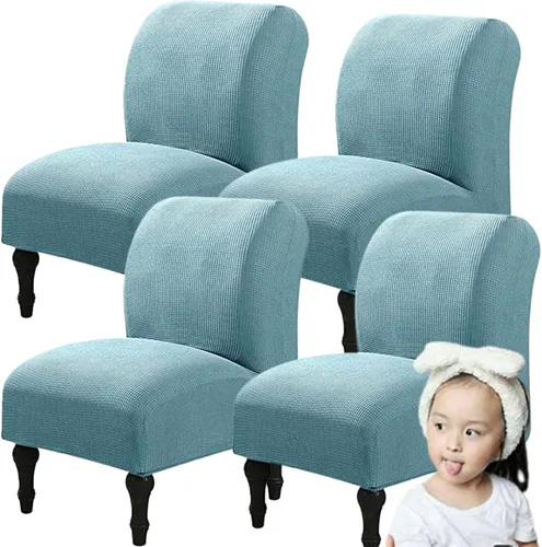 Miniatura 74 de Fundas elásticas para silla sin brazos, extraíbles y lavables, de elastano jacquard sin reposabrazos, protector de muebles para sala de estar, Verde