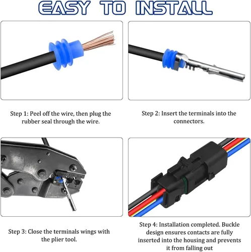 Miniatura 4 de WMYCONGCONG 10 kits de 4 pines de manera impermeable conector de cable eléctrico enchufe terminal (4 pines)