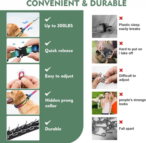 Miniatura 5 de Collar Martingale para perro, collar de entrenamiento para caminar sin tirones, collar táctico ajustable con hebilla de metal resistente, collar