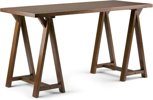 Miniatura 35 de Simpli Home - Sawhorse - Mesa de centro, color castaño oscuro., Pino, Distressed Grey