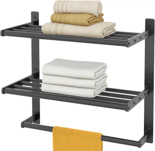 Miniatura 11 de BETHOM Toallero para baño montado en la pared, toallero de 3 niveles estilo hotel con toalleros, toalleros de níquel cepillado para baño lavabo, 16