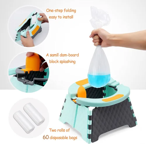 Miniatura 4 de Asiento de entrenamiento portátil para niños pequeños, inodoro plegable para niños, inodoro plegable para niños, orinal de viaje para automóvil, Azul