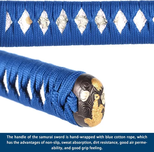 Miniatura 6 de entez Handcrafted Samurai Katana - Premium Damascus/T10 Clay Tempered Blades - Sharp Functional Japanese Swords, Full Tang