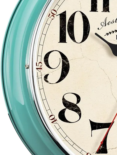 Miniatura 7 de Reloj de Pared de Campo de Metal de 12.4" Vintage Retro Relojes de Pared Silenciosos Sin Tictac Fácil de Leer para Sala de Estar, Cocina, Turquesa