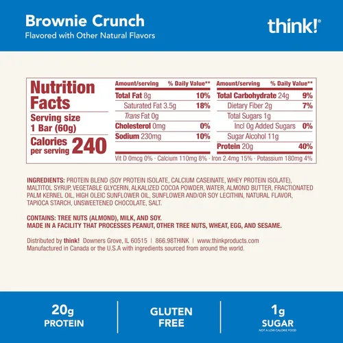 Miniatura 2 de think! Barras de proteínas, aperitivos altos en proteínas, sin gluten, barra energética sin azúcar con aislado de proteína de suero de leche