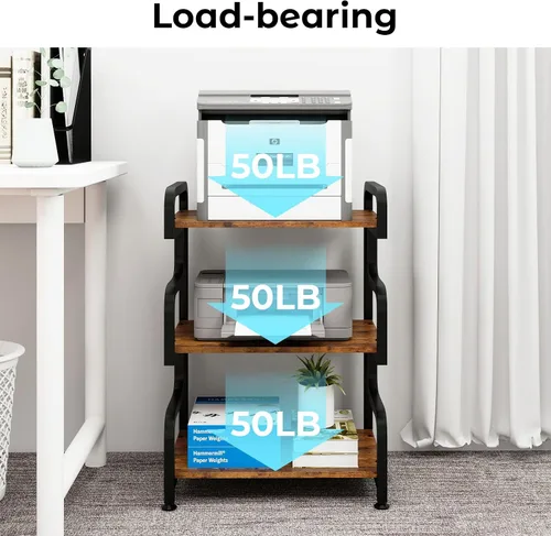 Miniatura 3 de Natwind - Soporte de impresora de 3 niveles con ruedas, carrito de almacenamiento móvil, estante de pie multiusos para reproductor multimedia