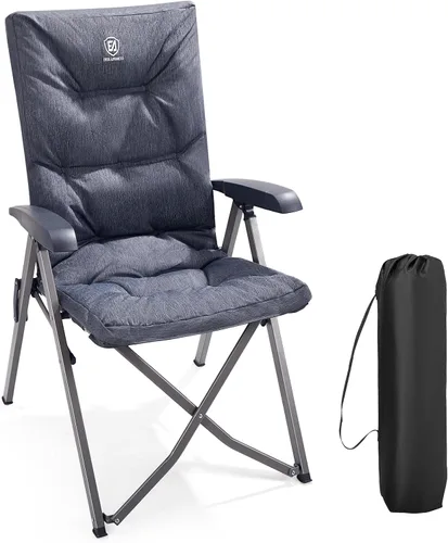 Miniatura 10 de EVER ADVANCED Juego de 2 sillas de camping de lujo para adultos, resistentes con respaldo alto, silla de jardín plegable de gran tamaño, cómodas