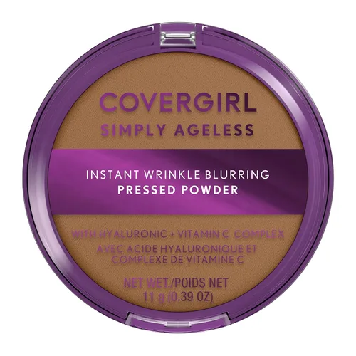 COVERGIRL Simply Ageless - Polvo prensado difuminador instantáneo antiarrugas, Tawny, 0.39 onzas. Leonado