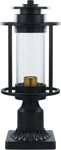 Miniatura 5 de MONKFISH Moderna lámpara de poste negra para exteriores, luz LED impermeable compatible con pantalla de cristal de burbujas, luz de camino de jardín