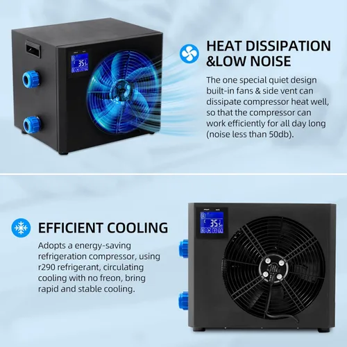 Miniatura 3 de Enfriador de agua para baño de hielo para bañeras de inmersión fría, máquina enfriadora de agua de 1.0 HP, sistema de enfriamiento hidropónico