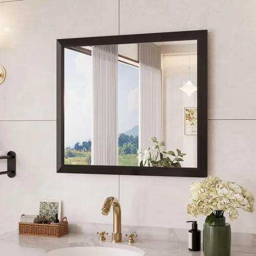 Miniatura 128 de Amorho Espejo de Baño Negro, Espejos de Pared de 24x30 Pulgadas con Marco de Metal Grueso para Sobre el Fregadero, Dormitorio, Sala de Estar