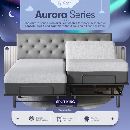 Miniatura 2 de Celestial Aurora - Base de cama ajustable (marco) + colchón de espuma viscoelástica de gel de 10 pulgadas (mediano), fácil montaje, elevación