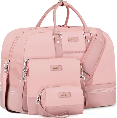 Miniatura 40 de IBFUN Bolsas de fin de semana para mujer, bolsa grande de lona para viaje, bolsa de viaje con compartimento para zapatos, 21 pulgadas, juego de 3