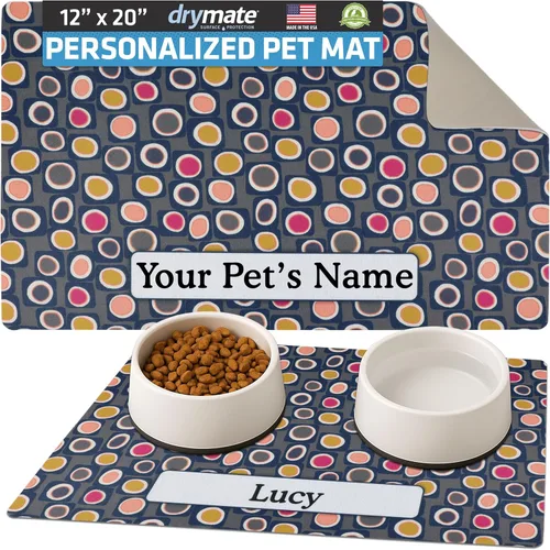 Miniatura 31 de Drymate Mantel individual personalizado para tazón de mascotas, tapete personalizado de alimentación de alimentos para perros y gatos, tela Lino
