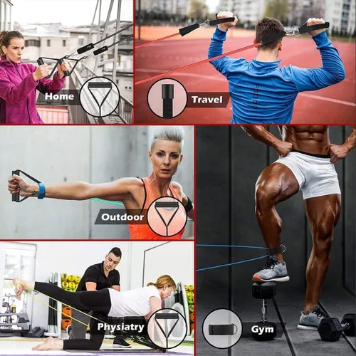 Miniatura 9 de Bandas de resistencia para entrenamiento con asas para hombres y mujeres, bandas de ejercicio para pesas de fitness, entrenamiento, hogar, oficina