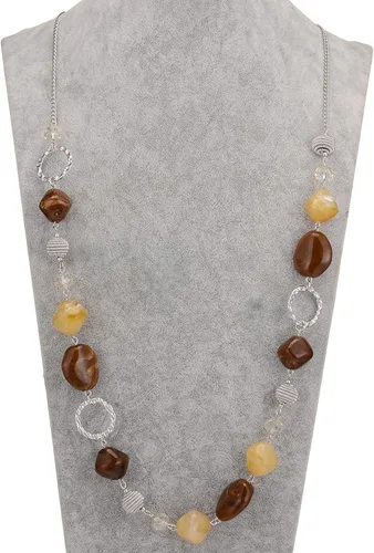 Miniatura 6 de BULINLIN Collar largo de cuentas para mujer, collar de cadena de suéter plateado con cuentas de resina de cristal, joyería de moda para niñas