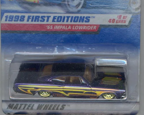 Miniatura 2 de Hot Wheels 1998 PRIMERA EDICIÓN 635 púrpura '65 IMPALA LOWRIDER 8 de 40 Escala 1:64