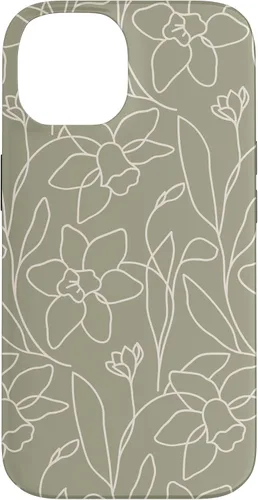 Miniatura 4 de Poppy Flower Line Art Modern Leaves Boho Artichoke Green Case for iPhone 17