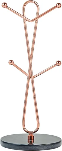 JEmarble Soportes para tazas con soporte chapado en cobre (negro) para encimera, tazas de café y estante de almacenamiento para tazas de té,