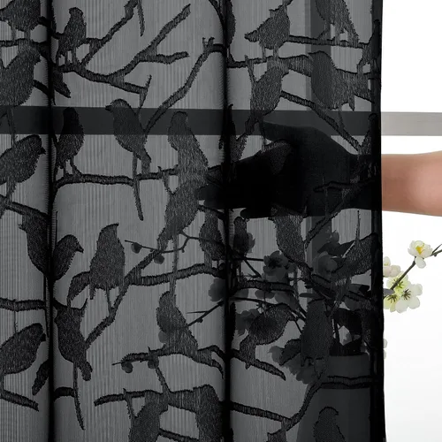 Miniatura 4 de OVZME Anji Clip Voile Sheer Tiers RD 2X30X36 Negro