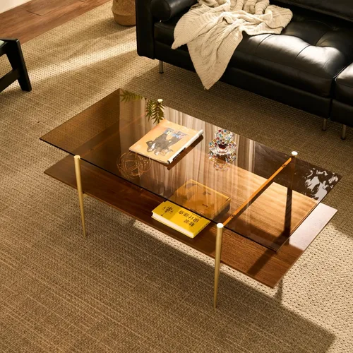 Miniatura 22 de Saint Mossi - Mesa de café moderna para sala de estar, mesa de café redonda de mediados de siglo, mesa central de 2 niveles para espacios pequeños