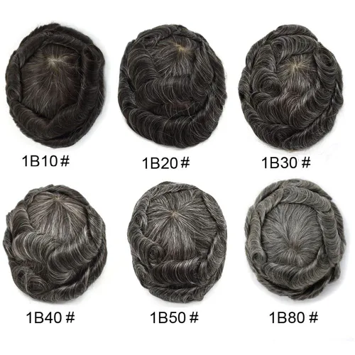 Miniatura 7 de Unidades de cabello para hombres invisibles de repuesto de poliuretano para hombre, piel ultrafina, 0.002 in, tupé atado a mano, cabello humano