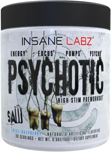 Miniatura 5 de Insane Labz Psychotic SAW®, Polvo de preentrenamiento de alta estimulación con OxyGold­™ y AMPiberry®, energía extremadamente duradera
