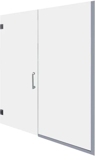 Miniatura 2 de Miseno MSDF5876-SWING - Puerta de ducha sin marco con bisagras de 76 pulgadas de alto x 58 pulgadas de ancho con vidrio transparente, níquel