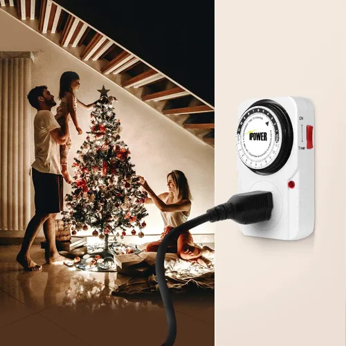 Miniatura 7 de iPower Temporizador mecánico enchufable de 24 horas, temporizador para enchufes eléctricos acuario conectado a tierra, luz de crecimiento