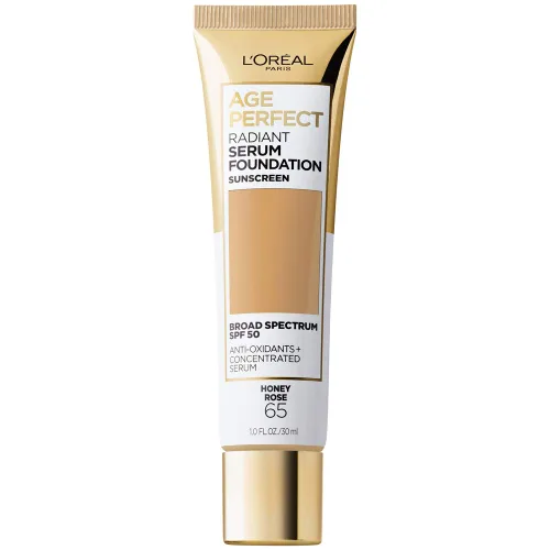 L'Oreal Paris Age Perfect Base de suero radiante con SPF 50, Rosa Miel, 1 fl. oz. Rosa (honey rose)