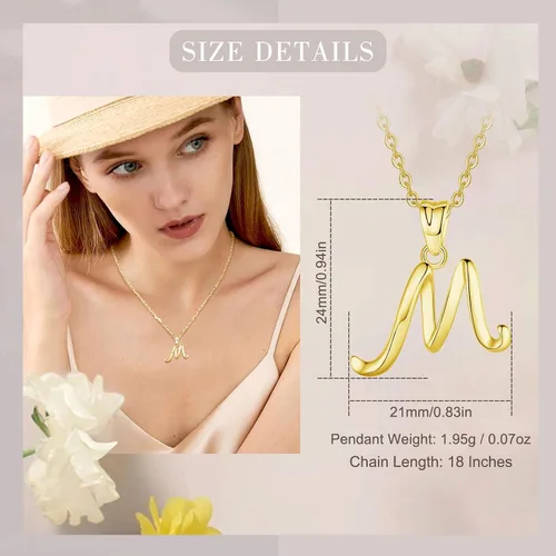 Miniatura 158 de EUDORA Collares de plata esterlina con inicial para mujer, regalos clásicos de 26 letras sin cuello para niñas, hermana, madre hija, cadena de 18