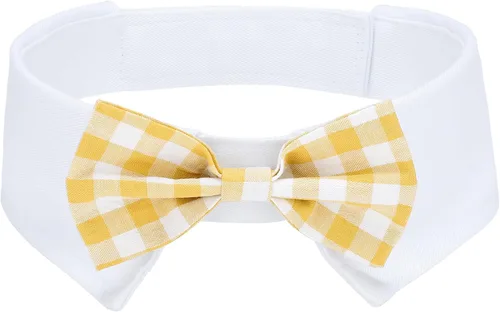 Miniatura 45 de Collar de esmoquin con moño para perro Segarty - Corbatín negro con corbata de cuello ajustable y hecha a mano en blanco para gatos y perros machos