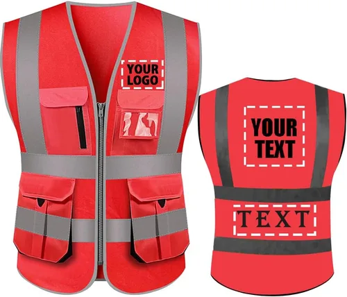 Miniatura 12 de yunzhenbusiness Añade tu nombre y texto en el chaleco de seguridad reflectante de alta visibilidad Clase 2 ANSI, personaliza tu texto, ropa