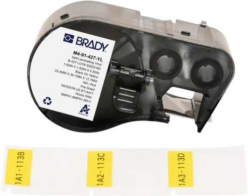 Miniatura 10 de Brady Auténticas etiquetas envolventes de vinilo autolaminables (M4-91-427) de 1.5 pulgadas de alto x 1 pulgada de ancho, negro sobre blanco