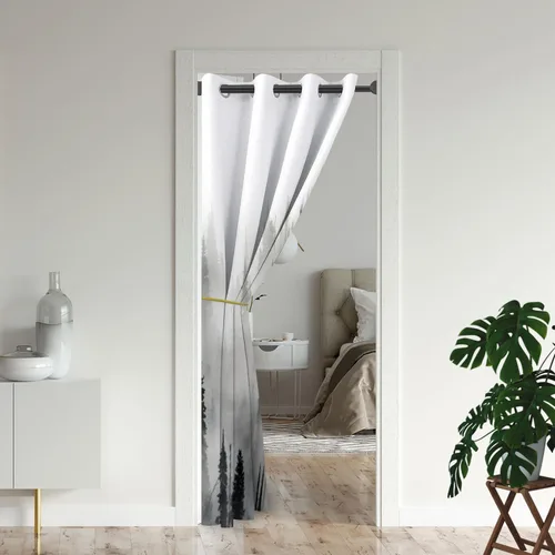 Miniatura 2 de Cortinas de puerta de África para puertas, anochecer paisajes naturales, árboles, temporadas, horizonte, jirafas, cortina opaca para armario