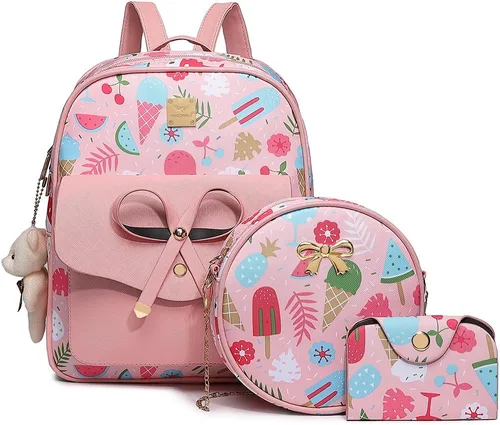 Miniatura 11 de MACCINELO Linda mochila de cuero para mujer, mochila pequeña con lazo para regalo de niñas, bolsa de hombro para mujer, 3